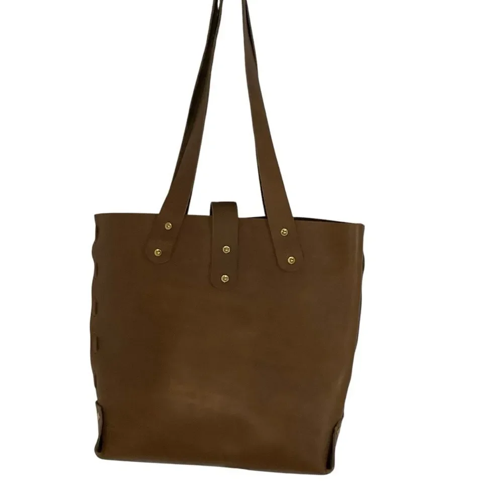 Handcrafted Chocolate Brown Leather Shoulder Tote Bag